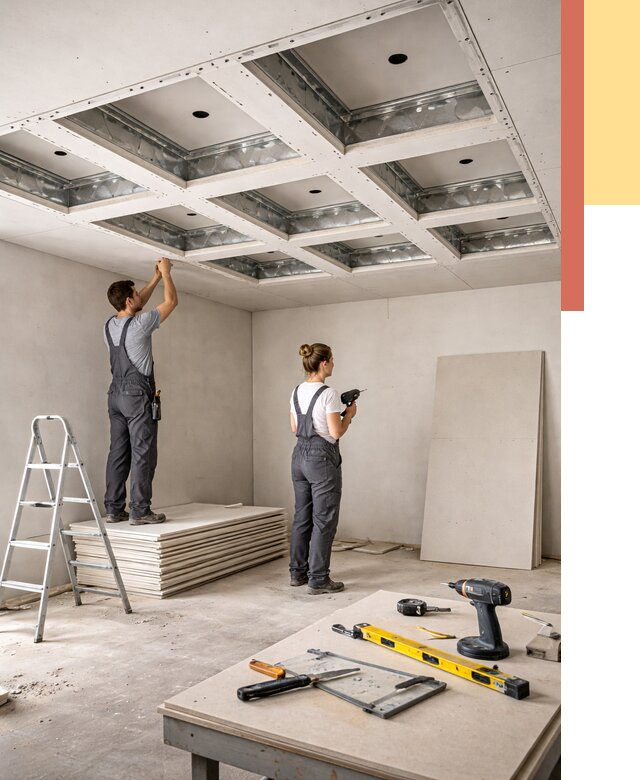 Кессонный потолок из гипсокартона в Сочи от 1912 руб. — монтаж и под ключ | ОТДЕЛОЧНИК-Счи