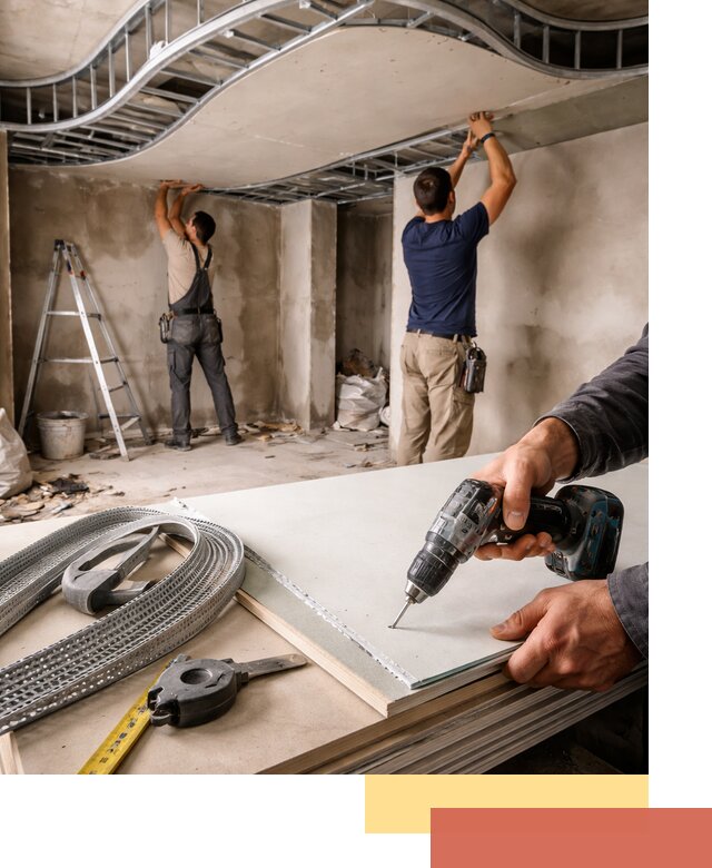 Криволинейный потолок из гипсокартона в Сочи — монтаж и отделка