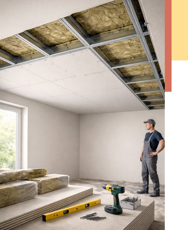 Звукоизоляция потолка ГКЛ в Сочи от 982 руб. — монтаж под ключ | ОТДЕЛОЧНИК-Счи