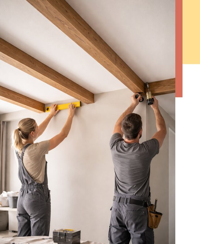 Монтаж декоративных балок на потолок в Сочи от 4341 руб. — ОТДЕЛОЧНИК-Счи